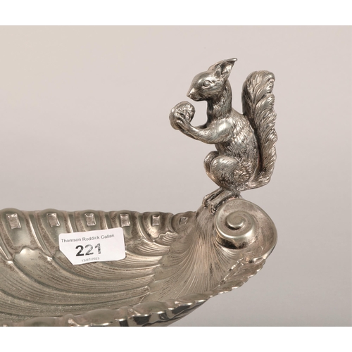 221 - Silver plated squirrel nut dish