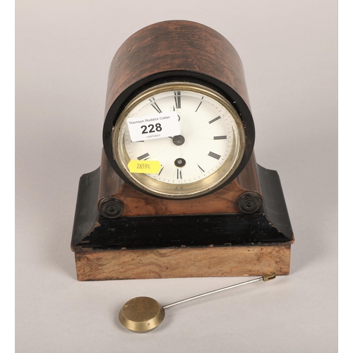 228 - Mixed wood cased Japy Freres mantel clock 19cm h