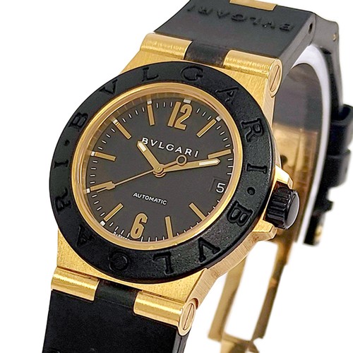 Bulgari AL32 automatic watch, 18ct gold and butyl, with receipt and other items, in box.