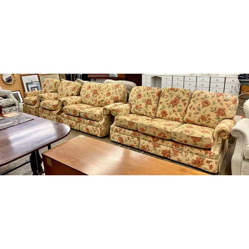 594 - Pair of two- seater sofas with matching pair of arm chairs (4)