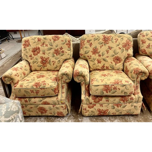 594 - Pair of two- seater sofas with matching pair of arm chairs (4)