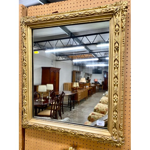 501 - Ornate gilt framed wall mirror, 60 x 70 cm