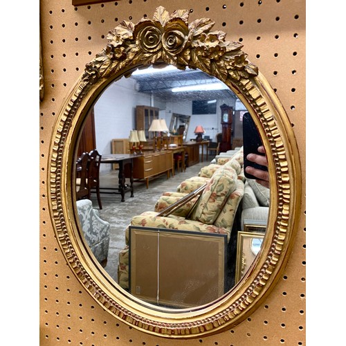 502 - Oval gilt wall mirror, 47 x 63 cm with another smaller (2)