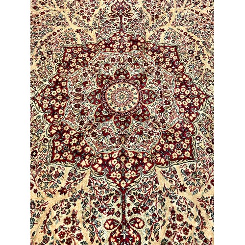 608 - English wool carpet/ rug on red ground 364 x 271 cm