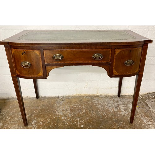 567 - Three drawer leather embossed hall table 75cm h