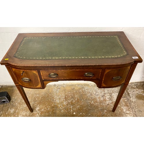 567 - Three drawer leather embossed hall table 75cm h