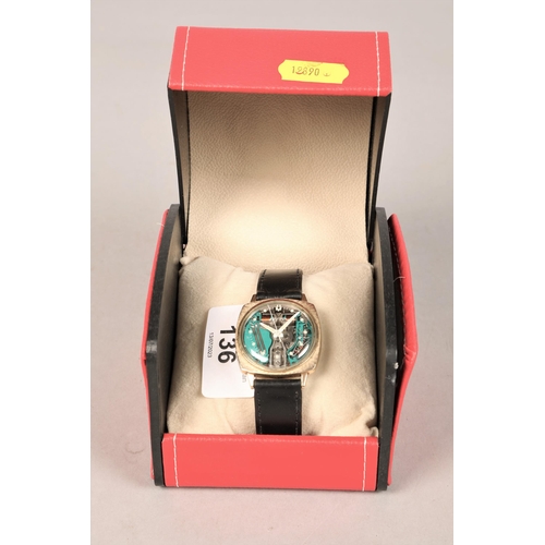 136 - Accutron Watch in red leather case