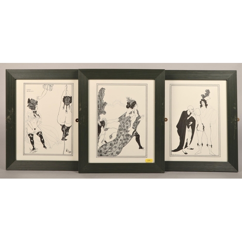 495 - Set of eight framed Aubrey Beardsley erotic prints, plus a pair of limited edition erotic prints no.... 