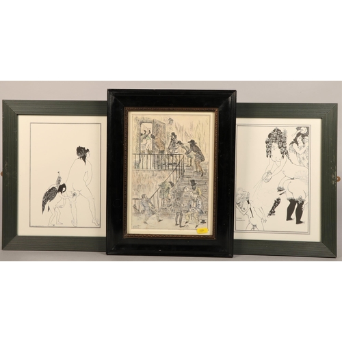 495 - Set of eight framed Aubrey Beardsley erotic prints, plus a pair of limited edition erotic prints no.... 