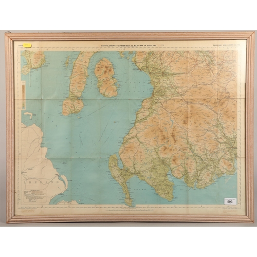 503 - Three framed Bartholomews Maps of Galloway and lower Clyde, Glasgow and Oban, Arisaig and Lochaber (... 