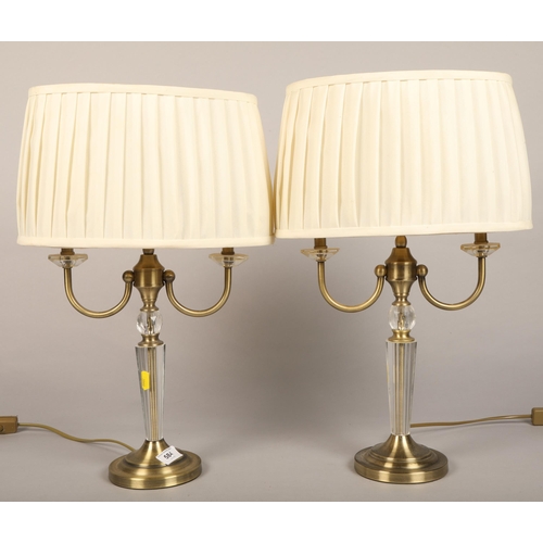 584 - Pair of Perspex and brass table lamps (2)