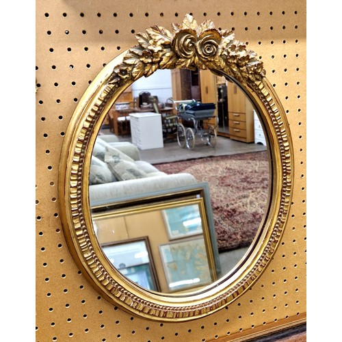 502 - Oval gilt wall mirror, 47 x 63 cm with another smaller (2)