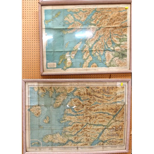 503 - Three framed Bartholomews Maps of Galloway and lower Clyde, Glasgow and Oban, Arisaig and Lochaber (... 