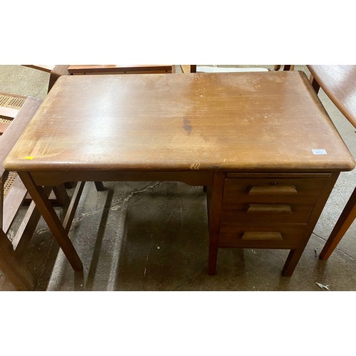 613 - Vintage Abbess oak desk with three drawers