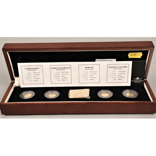 140 - Boxed set of 2009 year of gold commemorative crown set 36/399, including Charles Darwin, George and ... 