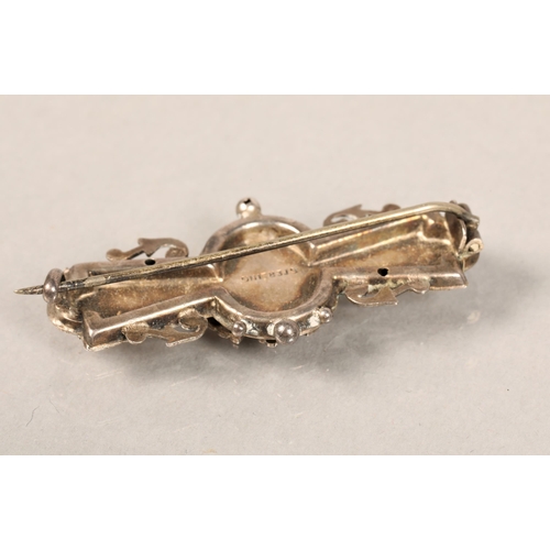 163B - Sterling silver and gold bar brooch 'Best Wishes' bird design 