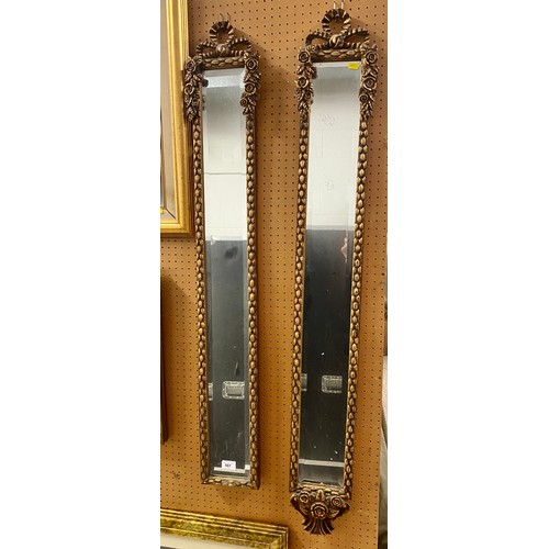 507 - Pair of ornate gilt rectangular framed wall mirrors (2) 16 cm accross