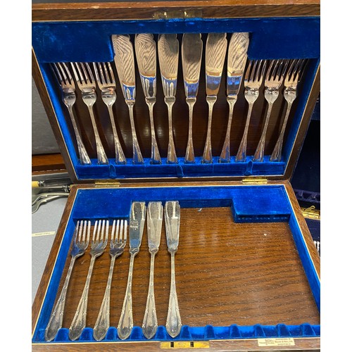 379 - Three partially filled cases of EPNS cutlery and box of loose