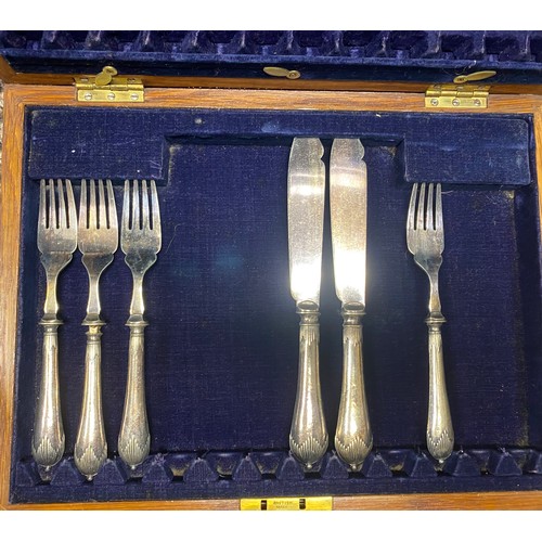 379 - Three partially filled cases of EPNS cutlery and box of loose