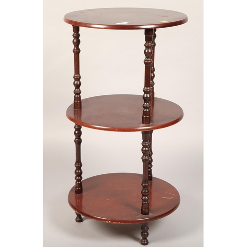 530 - Three tiered mahogany circular side table 75cmh