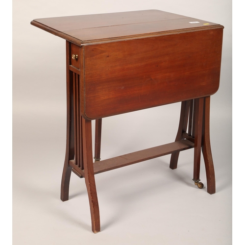 532 - Mahogany drop leaf side table with two drawers 70cm h