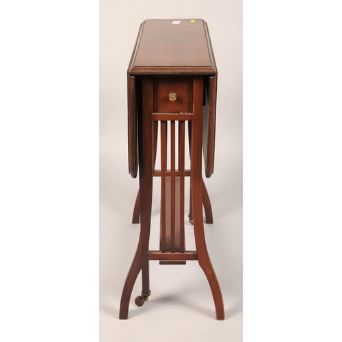 532 - Mahogany drop leaf side table with two drawers 70cm h