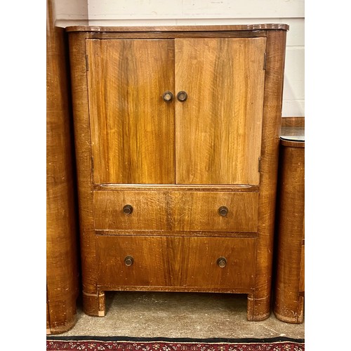 632 - Four piece 1930s Duffs of Lisburn bedroom suite, including, dressing chest with mirror, wardrobe, be... 