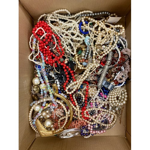 383 - Box various costume jewellery, watches brooches etc