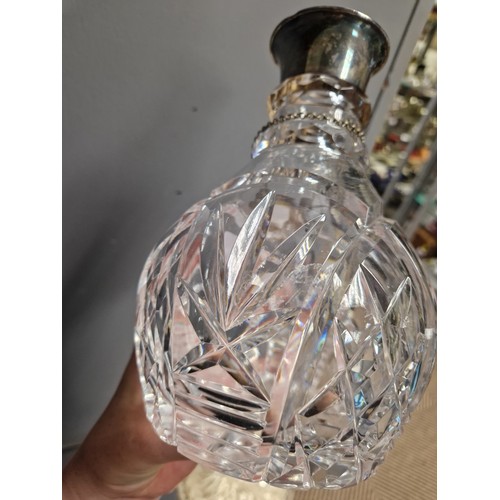 229 - Silver collared cut glass sherry decanter