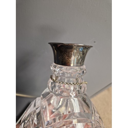 229 - Silver collared cut glass sherry decanter