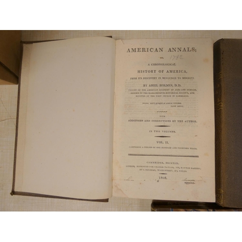 297 - HOLMES ABIEL.  American Annals or A Chronological History of America. 2 vols. Fldg. eng. m... 