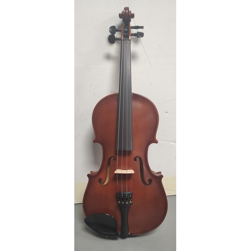 69 - Modern 3/4 size violin unattributed. Oil varnished spruce top and two piece maple back. Complete wit... 