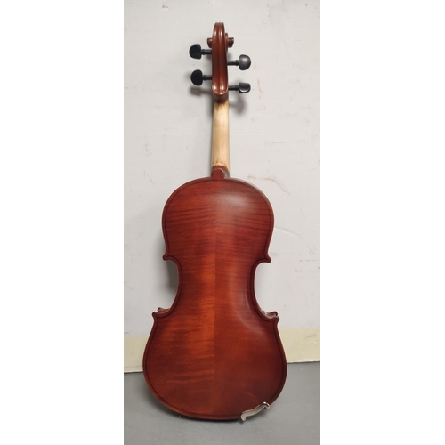 69 - Modern 3/4 size violin unattributed. Oil varnished spruce top and two piece maple back. Complete wit... 