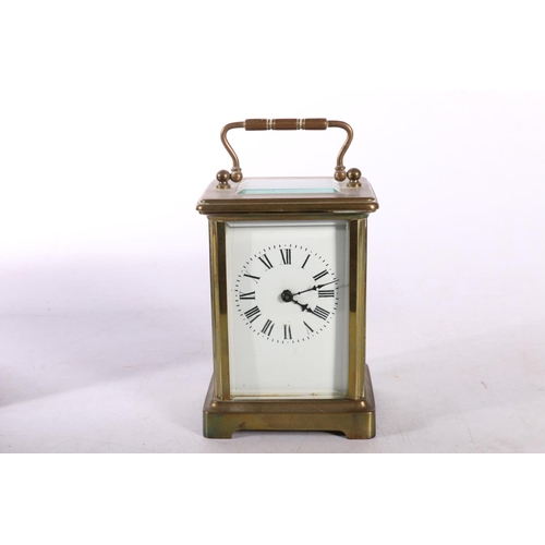 26B - Antique French brass carriage clock in fitted case.