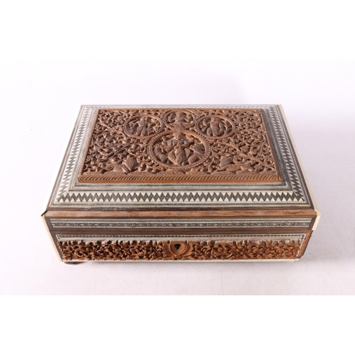 34 - Indian carved and inlaid box.