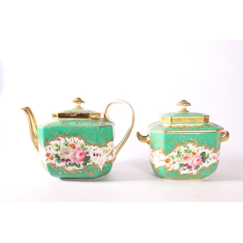 40 - Continental teapot, 15cm, and covered sugar bowl, with gilt decoration.