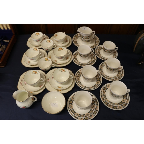 55 - Coalport cups, saucers and side plates, with sugar bowl and milk jug, and another Royal Windsor teas... 