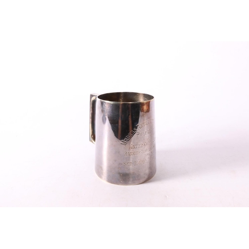 58 - EPNS tankard inscribed 'The Madras Artillery Volunteers won by Sergeant Major Tomlinson'.