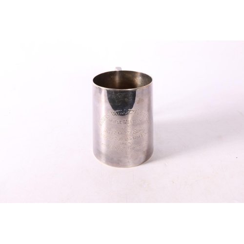 58 - EPNS tankard inscribed 'The Madras Artillery Volunteers won by Sergeant Major Tomlinson'.