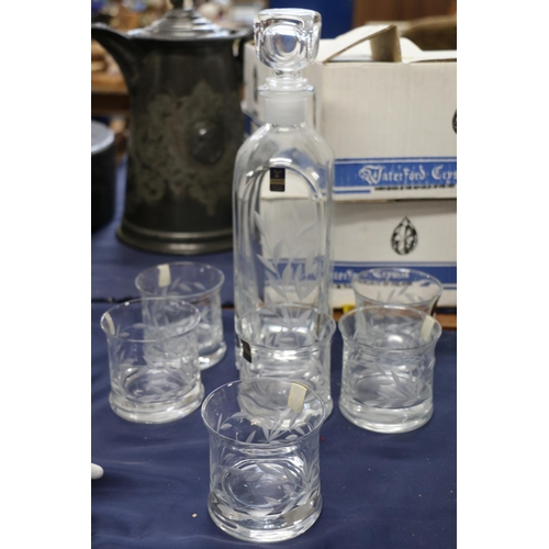 75 - Gleneagles crystal decanter with six whisky glasses.