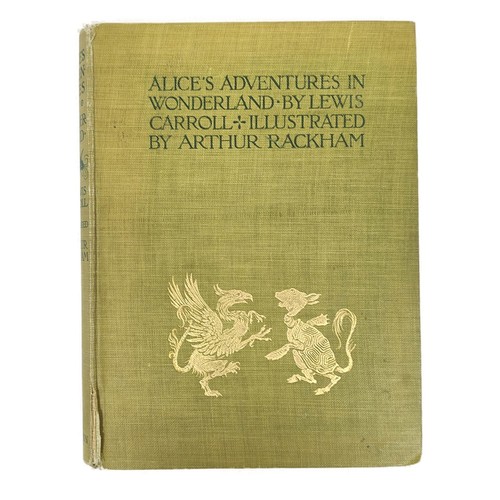 RACKHAM ARTHUR (Illus).  Alice's Adventures in Wonderland. Col. plates & other illus. Orig. green cloth gilt, fading & wear. 1st trade edition (1907).