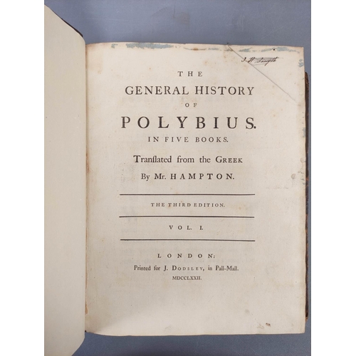 43 - HAMPTON MR (Trans).  The General History of Polybius in Five Books. 2 vols. Quarto. Reback... 