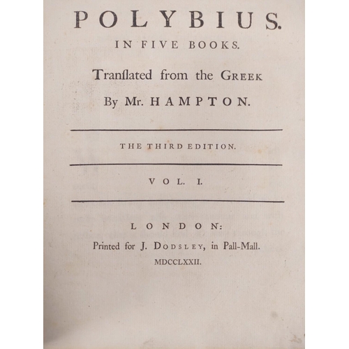 43 - HAMPTON MR (Trans).  The General History of Polybius in Five Books. 2 vols. Quarto. Reback... 