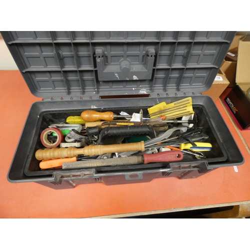 115 - Box of various hand tools and workshop fixings.