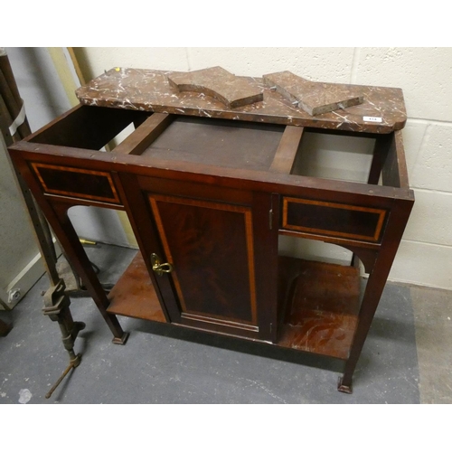 414 - Edwardian marble top wash stand.