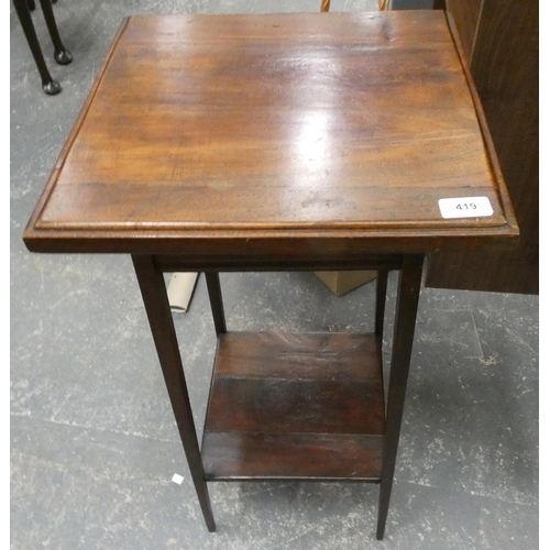 419 - Antique two tier side table.