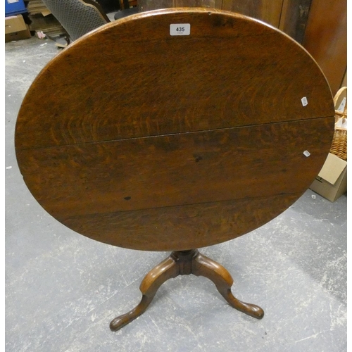 435 - Antique oak tilt top table.