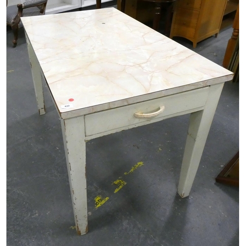 442 - Vintage formica table with drawer.