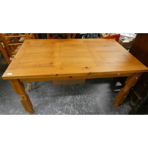 455 - Pine country kitchen table and six chairs.