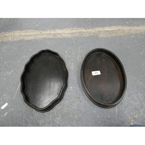 469 - Two small bronzed trays.